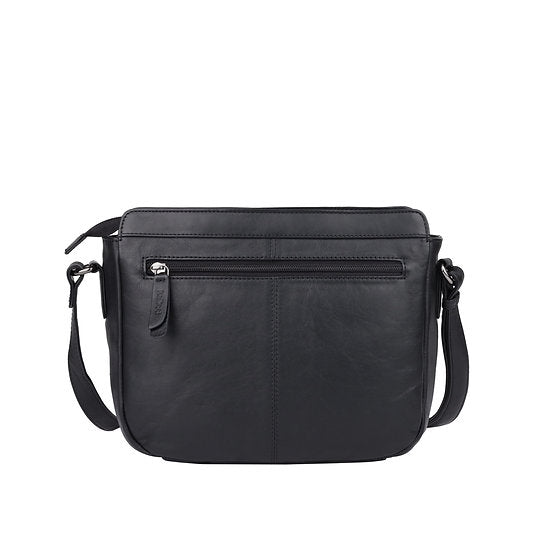 Umhängetasche 26x22cm in Schwarz mit Reißverschluss - leder-accessoires.com