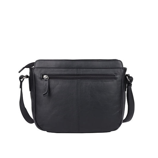 Umhängetasche 26x22cm in Schwarz mit Reißverschluss - leder-accessoires.com