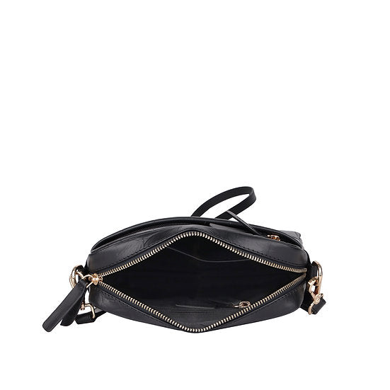 Umhängetasche 22x15cm in Schwarz mit Krokooptik - leder-accessoires.com