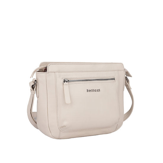 Umhängetasche 26x22cm in Beige mit Reißverschluss - leder-accessoires.com