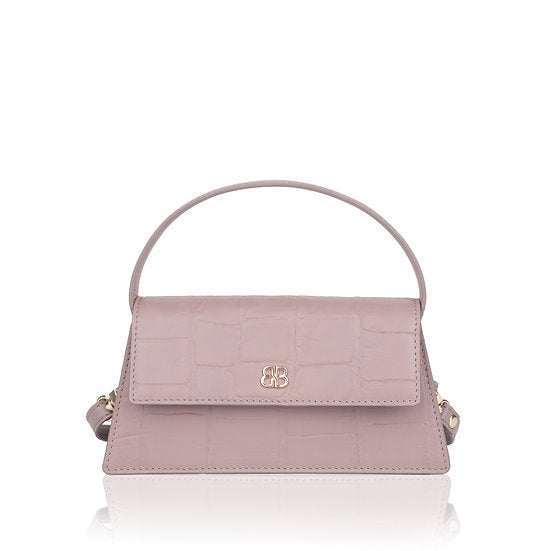 Kurzgrifftasche 22x11cm in Lila mit Krokooptik - leder-accessoires.com