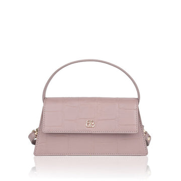 Kurzgrifftasche 22x11cm in Lila mit Krokooptik - leder-accessoires.com