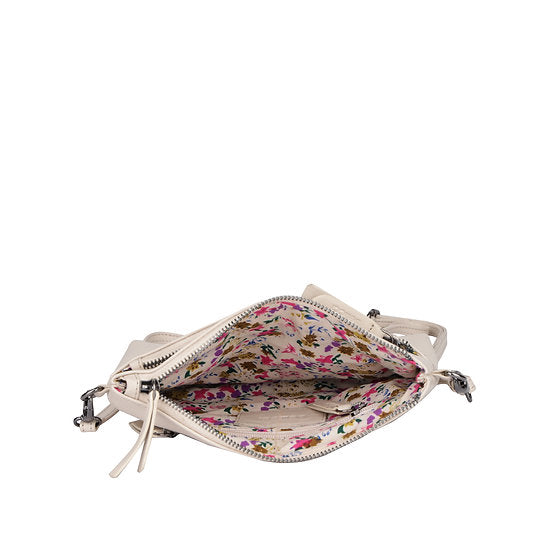 Umhängetasche 22,5x16cm in Beige mit Reißverschluss - leder-accessoires.com