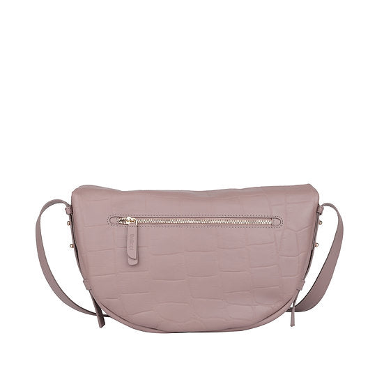 Umhängetasche in Bananenform 36x22cm in Lila mit Krokooptik - leder-accessoires.com