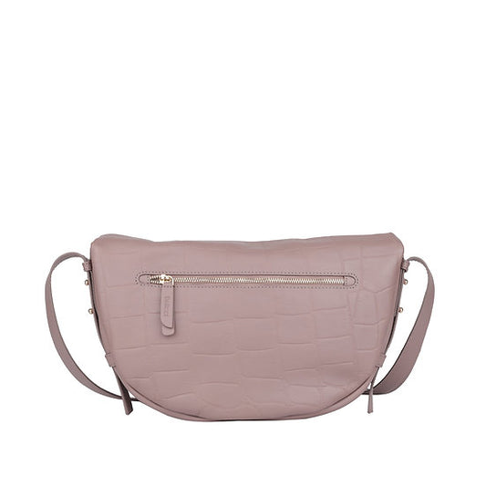 Umhängetasche in Bananenform 36x22cm in Lila mit Krokooptik - leder-accessoires.com