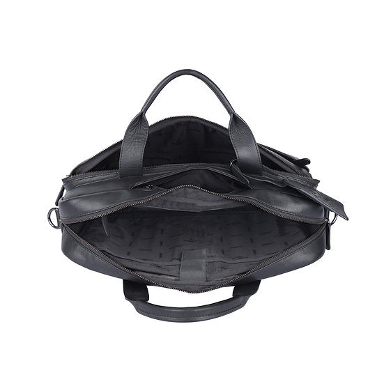 Businesstasche 40,5x30cm in Schwarz mit Reißverschluss und Vortasche - leder-accessoires.com