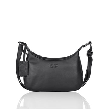 Umhängetasche in Bananenform 27x15cm in Schwarz mit Reißverschluss - leder-accessoires.com