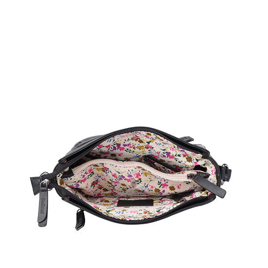 Umhängetasche 26x22cm in Schwarz mit Reißverschluss - leder-accessoires.com