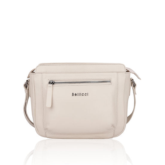 Umhängetasche 26x22cm in Beige mit Reißverschluss - leder-accessoires.com