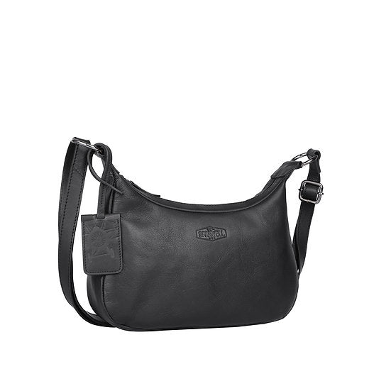 Umhängetasche in Bananenform 27x15cm in Schwarz mit Reißverschluss - leder-accessoires.com