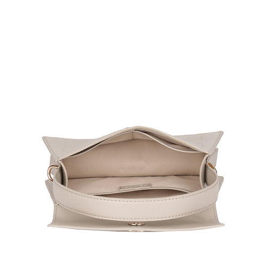 Kurzgrifftasche 22x11cm in Beige mit Krokooptik - leder-accessoires.com