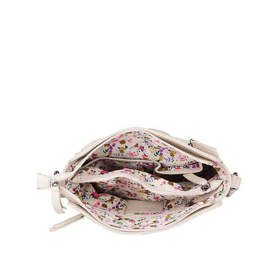 Umhängetasche 26x22cm in Beige mit Reißverschluss - leder-accessoires.com