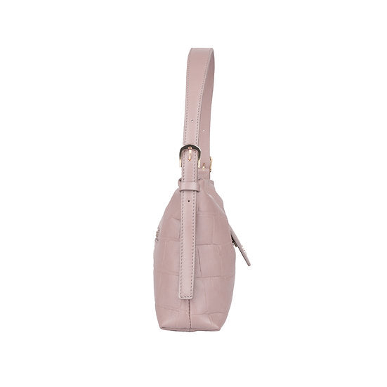 Schultertasche | Kurzgriff 28x18cm in Lila mit Krokooptik - leder-accessoires.com