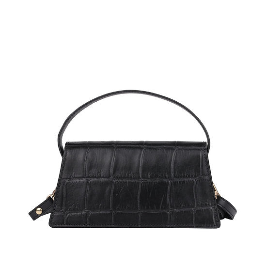 Kurzgrifftasche 22x11cm in Schwarz mit Krokooptik - leder-accessoires.com