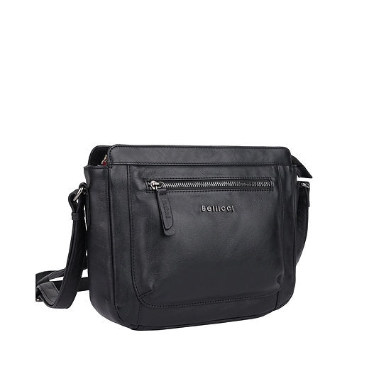 Umhängetasche 26x22cm in Schwarz mit Reißverschluss - leder-accessoires.com