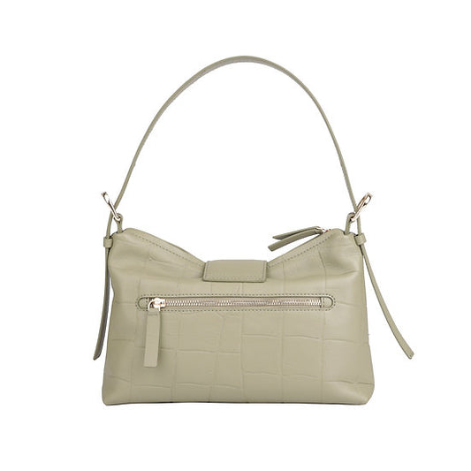Schultertasche | Kurzgriff 28x18cm in Mint mit Krokooptik - leder-accessoires.com