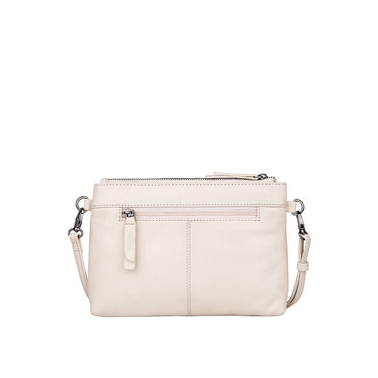 Umhängetasche 22,5x16cm in Beige mit Reißverschluss - leder-accessoires.com