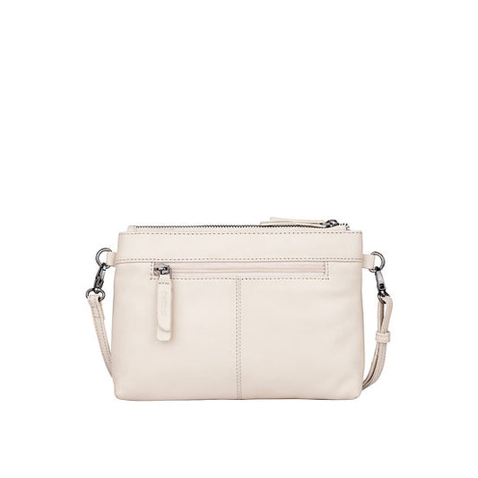 Umhängetasche 22,5x16cm in Beige mit Reißverschluss - leder-accessoires.com