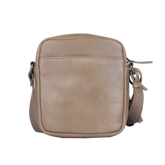 Umhängetasche aus Leder in Taupe|Grau mit Reißverschluss - leder-accessoires.com