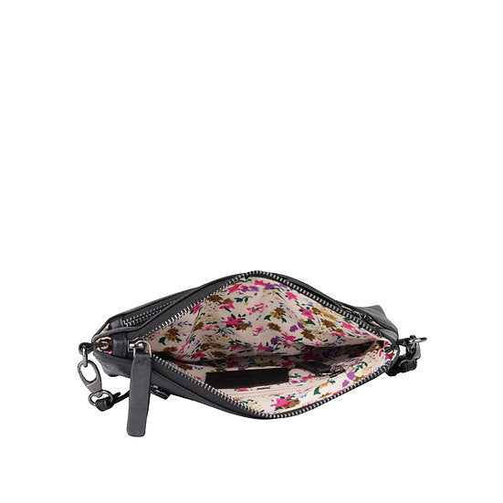 Umhängetasche 22,5x16cm in Schwarz mit Reißverschluss - leder-accessoires.com