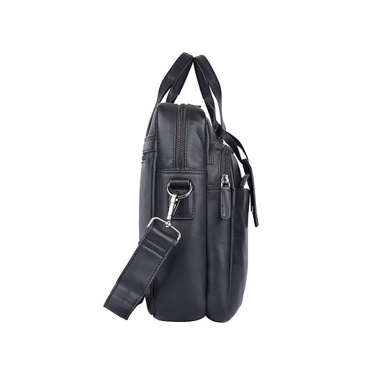 Businesstasche 40,5x30cm in Schwarz mit Reißverschluss und Vortasche - leder-accessoires.com