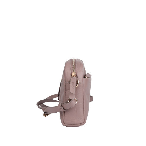 Umhängetasche 22x15cm in Lila mit Krokooptik - leder-accessoires.com