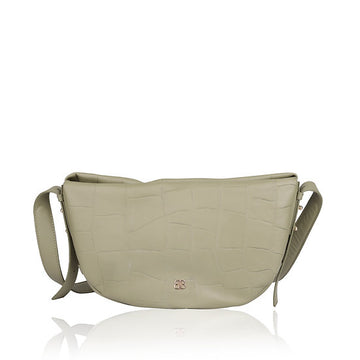 Umhängetasche in Bananenform 36x22cm in Mint mit Krokooptik - leder-accessoires.com
