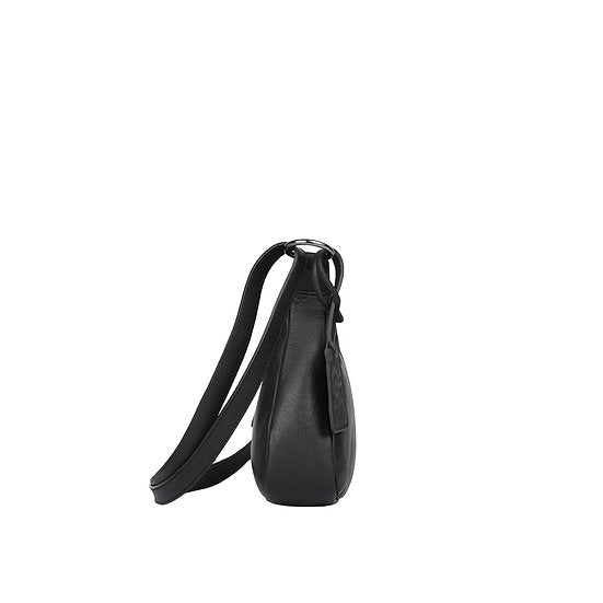 Umhängetasche in Bananenform 27x15cm in Schwarz mit Reißverschluss - leder-accessoires.com