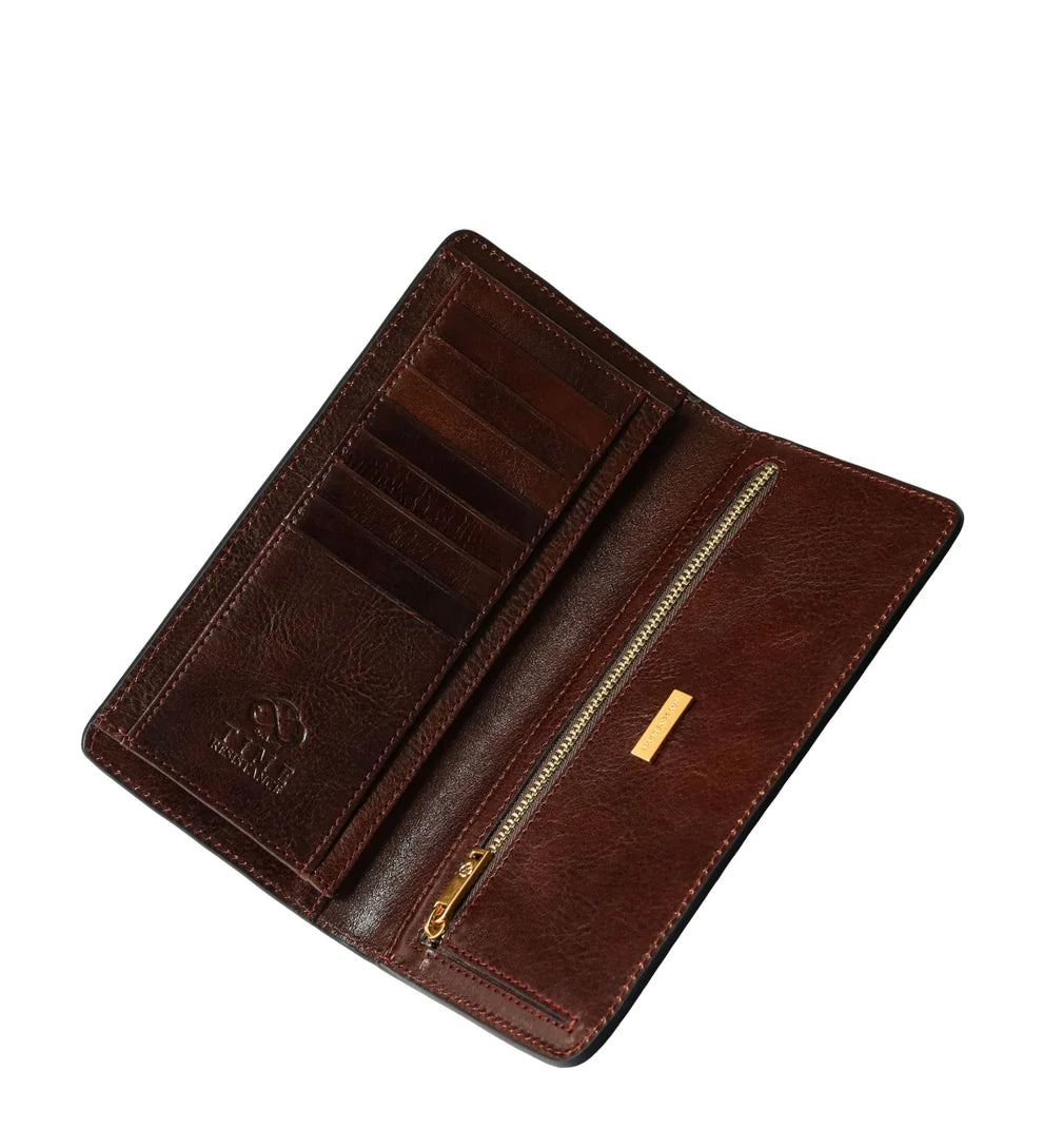 Lederbörse 20,5x10cm in Braun mit Kartenfächer aus Leder - leder-accessoires.com