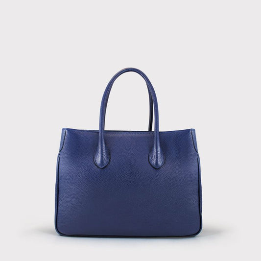 Schultertasche 34x23x13cm in Blau|Marine aus Leder - leder-accessoires.com