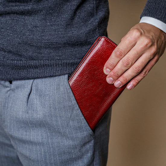 Lederbörse 20,5x10cm in Rot mit Kartenfächer aus Leder - leder-accessoires.com