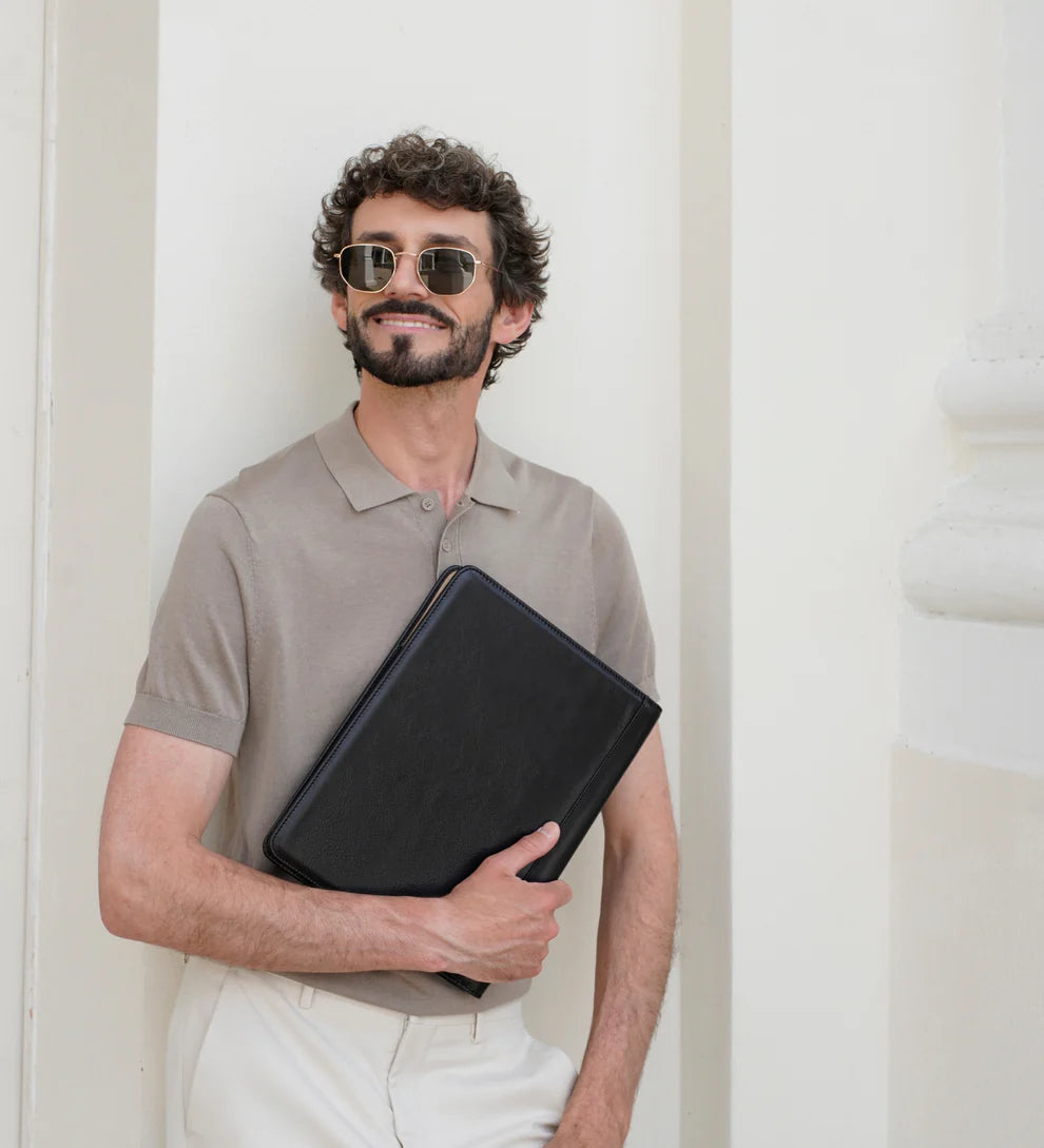 Schreibmappe-| Organizer A4 in Schwarz - leder-accessoires.com