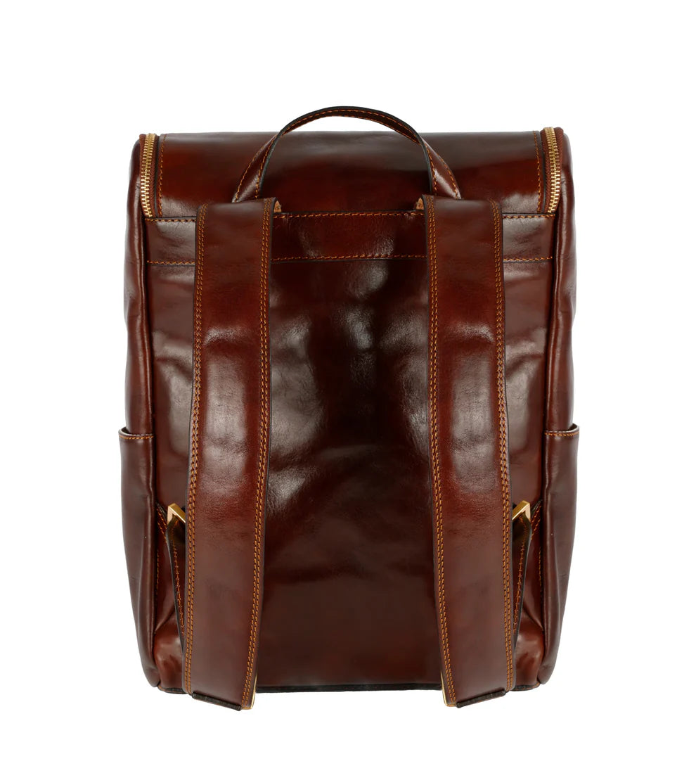 Rucksack| Businessrucksack 29 x 40cm in Braun aus Leder mit Vortasche - leder-accessoires.com