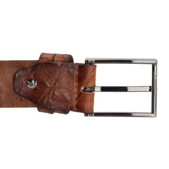 Cognacfarbener Businessgürtel 3,5cm Breit mit Krokoprägung - leder-accessoires.com