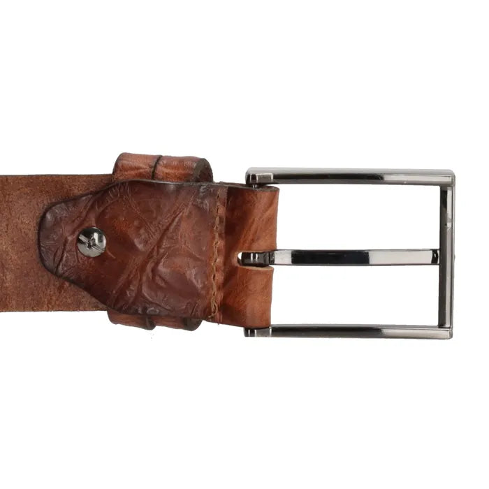 Cognacfarbener Businessgürtel 3,5cm Breit mit Krokoprägung - leder-accessoires.com