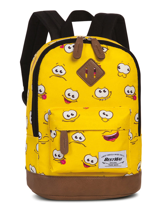 Kinderrucksack "Augen " in Gelb|Braun - leder-accessoires.com
