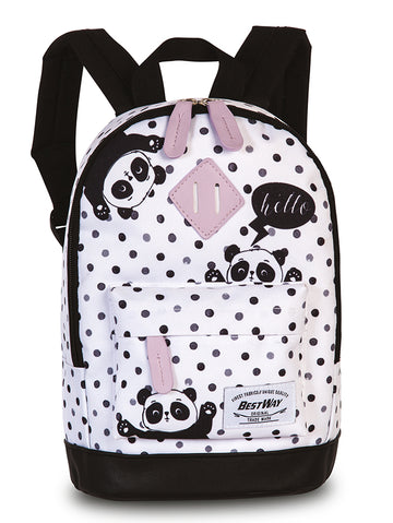 Kinderrucksack "Panda " in Weiß|Schwarz - leder-accessoires.com