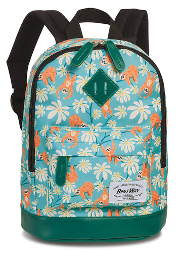 Kinderrucksack "Faultier" in Mint|Grün - leder-accessoires.com