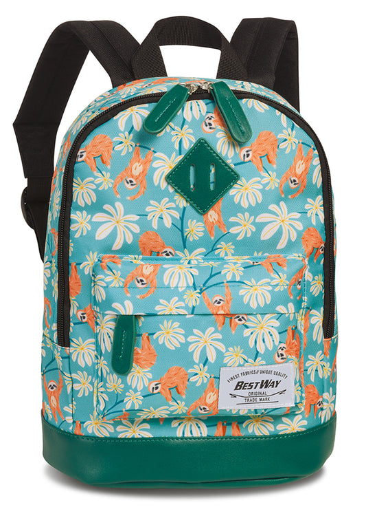 Kinderrucksack "Faultier" in Mint|Grün - leder-accessoires.com