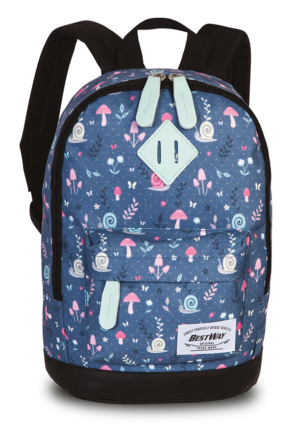 Kinderrucksack "Pilze" in Blau|Schwarz - leder-accessoires.com