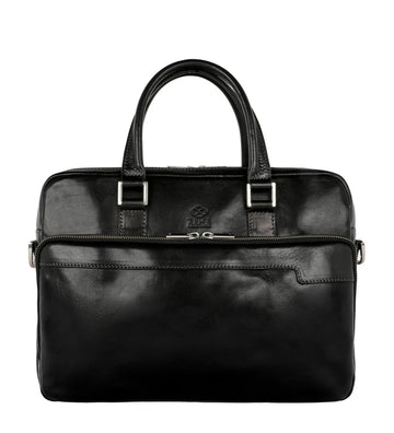 Business-| Dokumententasche 37,5 x 28m in Schwarz mit Reißverschluss und Vortasche - leder-accessoires.com