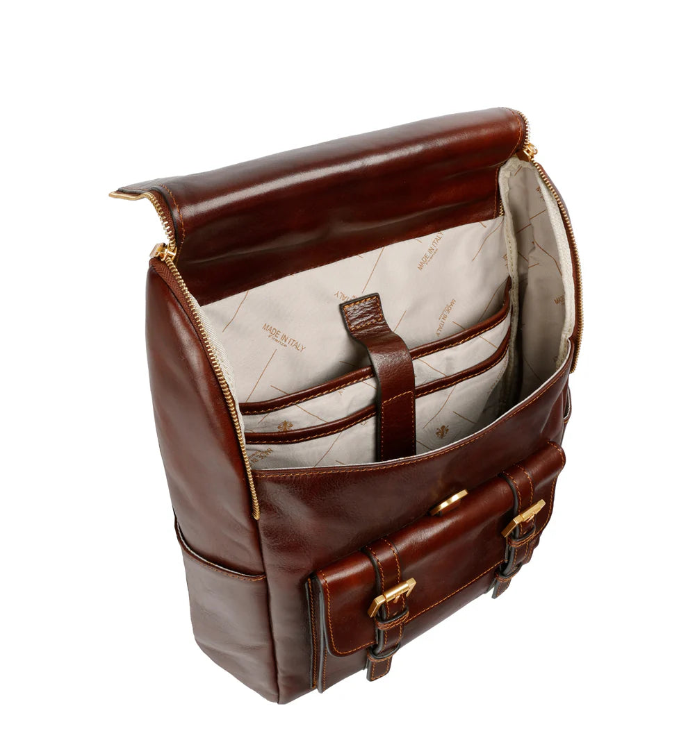Rucksack| Businessrucksack 29 x 40cm in Braun aus Leder mit Vortasche - leder-accessoires.com