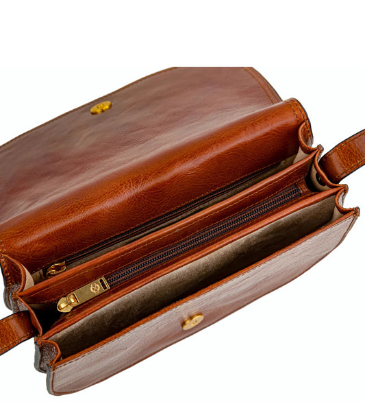 Satteltasche|Crossover 25 x 18cm in Cognac aus Leder - leder-accessoires.com