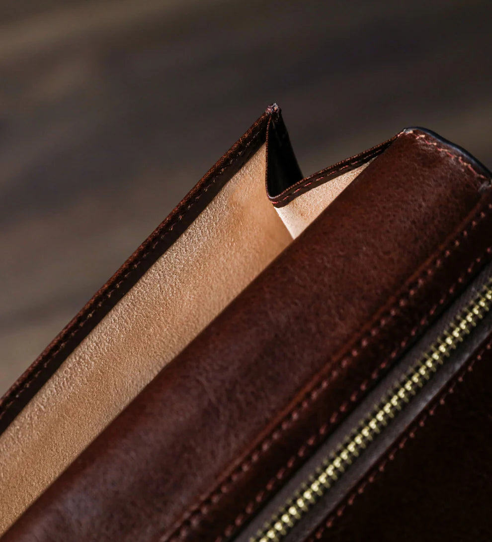 Lederbörse 20,5x10cm in Braun mit Kartenfächer aus Leder - leder-accessoires.com
