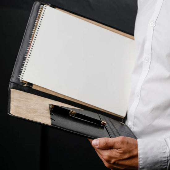 Schreibmappe-| Organizer A4 in Schwarz - leder-accessoires.com