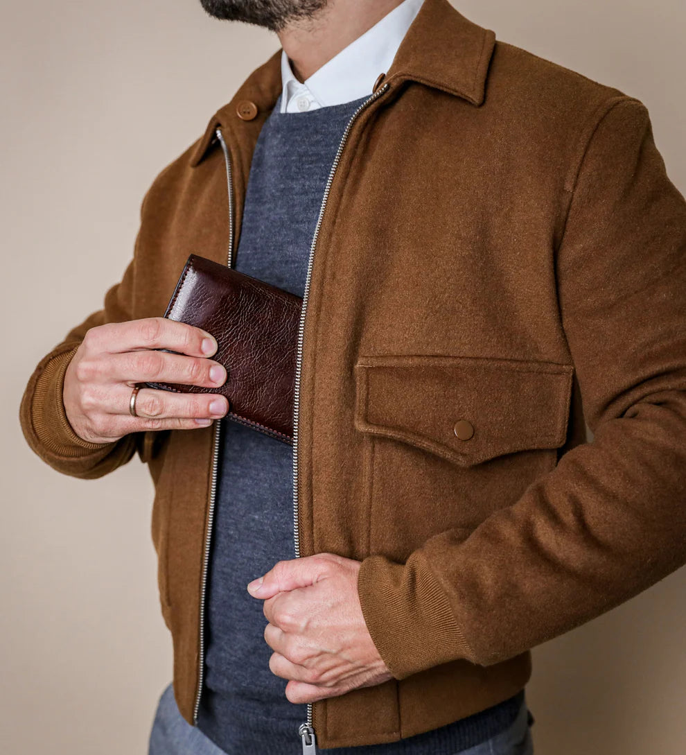 Lederbörse 20,5x10cm in Braun mit Kartenfächer aus Leder - leder-accessoires.com