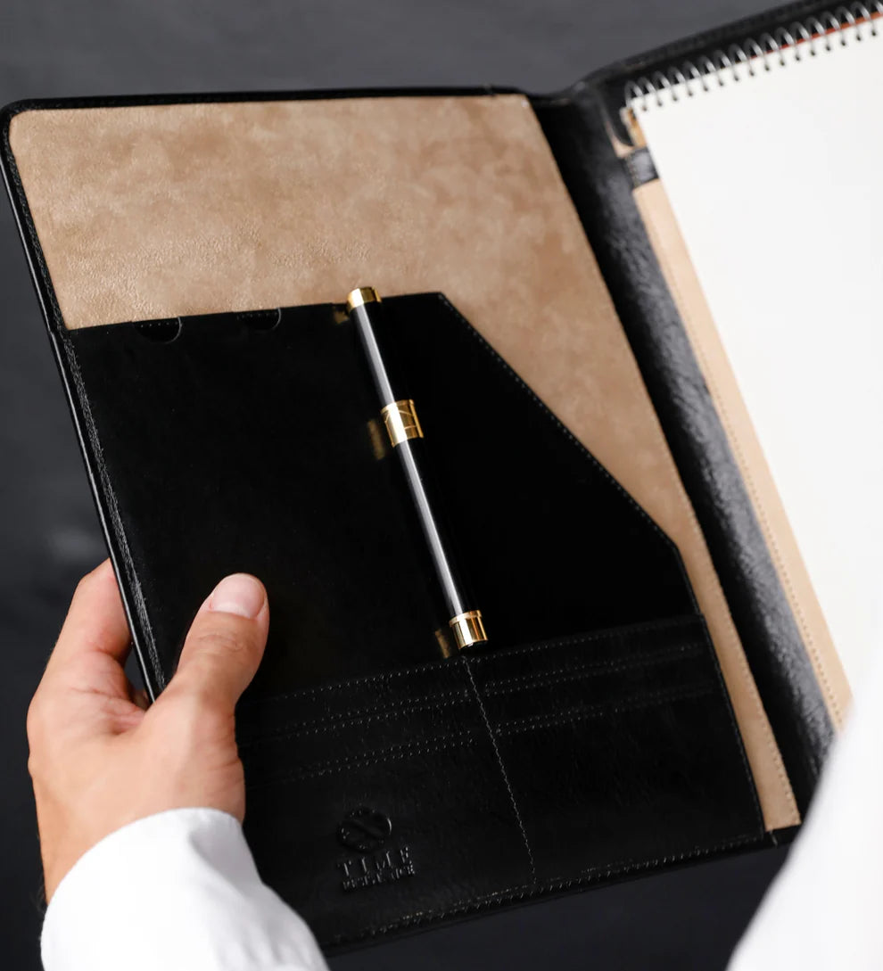 Schreibmappe-| Organizer A4 in Schwarz - leder-accessoires.com