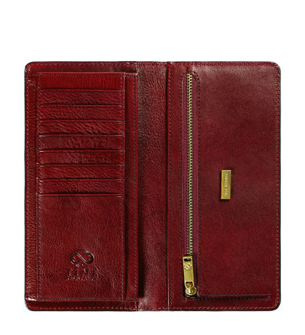 Lederbörse 20,5x10cm in Rot mit Kartenfächer aus Leder - leder-accessoires.com