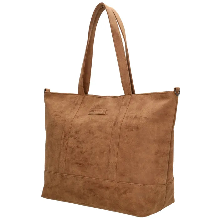 Shopper aus Kunstleder in Braun 46x30cm mit Reißverschluss - leder-accessoires.com