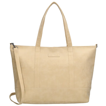 Shopper aus Kunstleder in Beige 46x30cm mit Reißverschluss - leder-accessoires.com